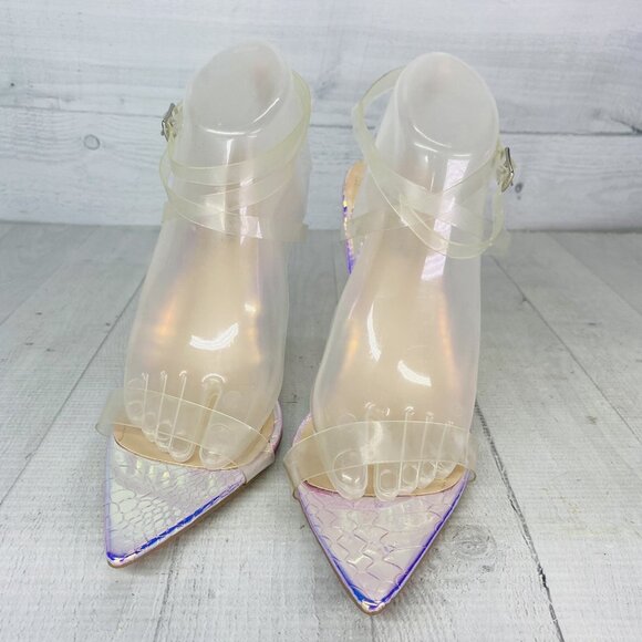 Cape Robbin SKIN Transparent Criss-Cross Straps Stiletto High Heels Shoes Sz 9 M - Picture 4 of 12